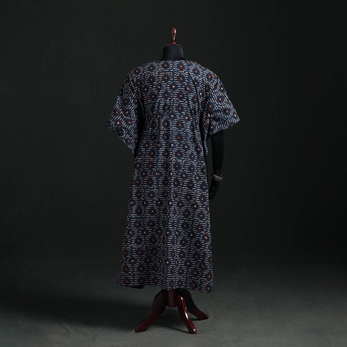 Ajrakh Hand Block Print Natural Dyed Cotton Kaftan (Long) 74