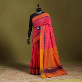 Orange - Handloom Cotton Thread Border Mangalagiri Saree 36