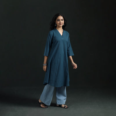 Plain Cotton A-Line Kurta for Women 10