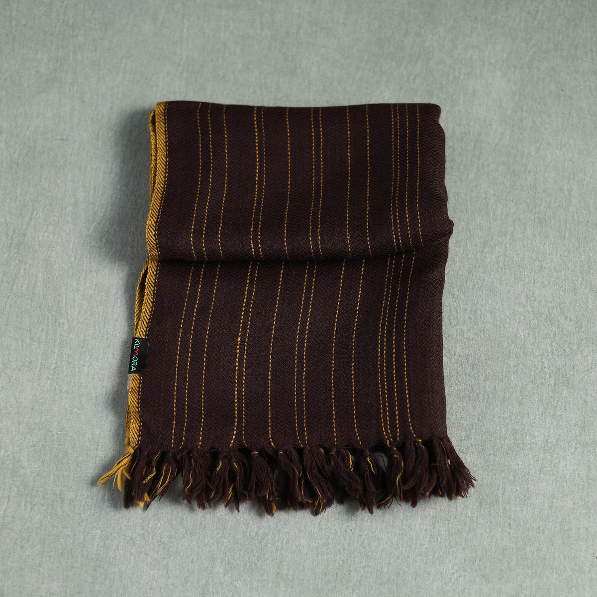 Brown - Kumaun Handwoven Pure Merino Wool Stole 103