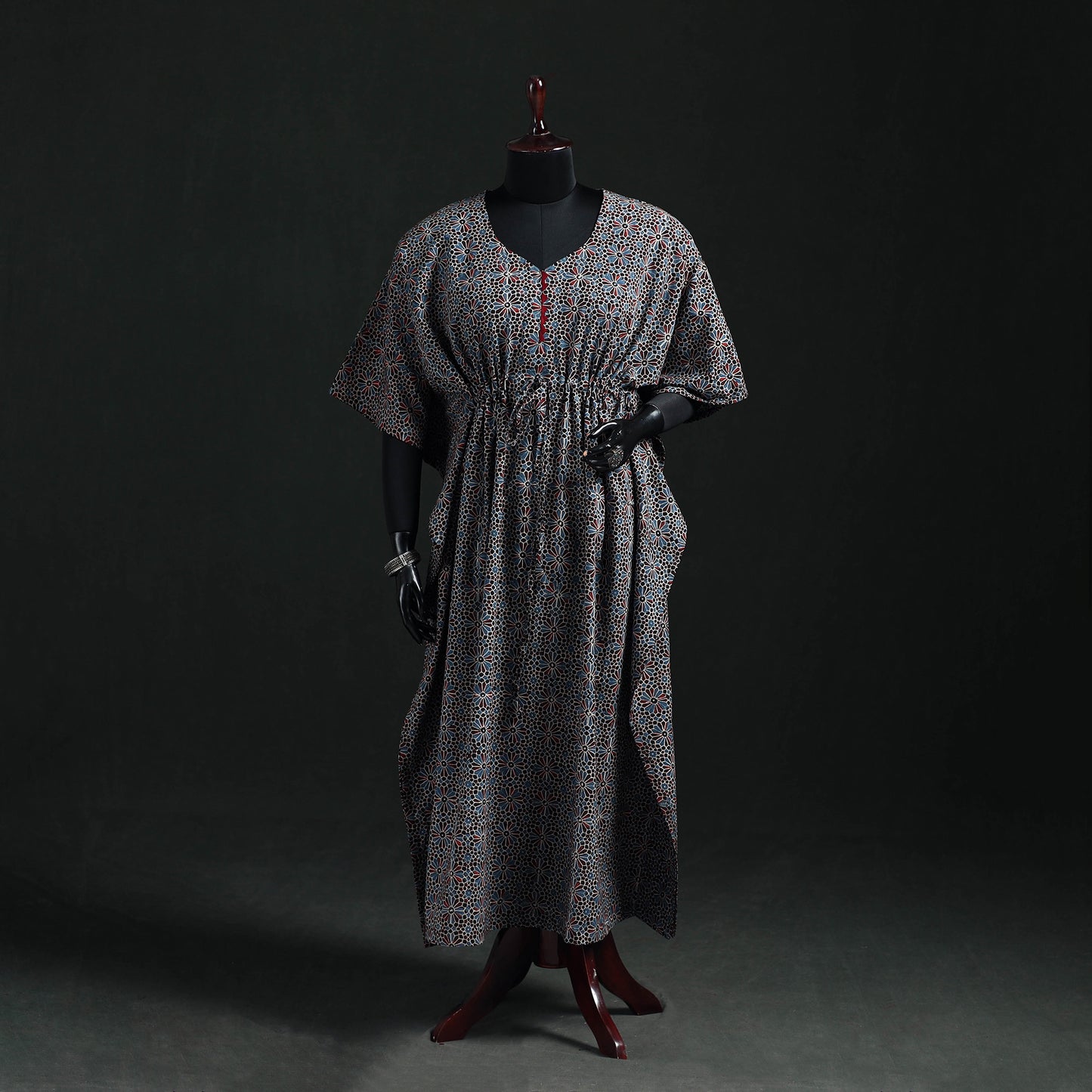 Ajrakh Hand Block Print Natural Dyed Cotton Kaftan (Long) 75