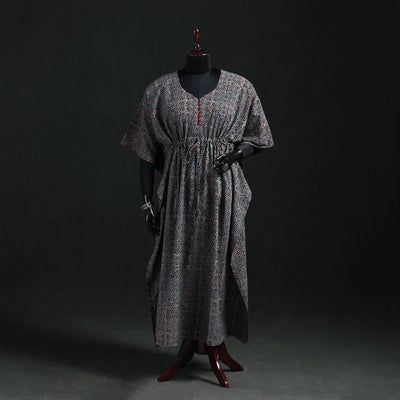 Ajrakh Hand Block Print Natural Dyed Cotton Kaftan (Long) 75