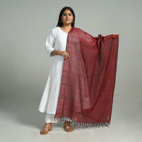 Maroon - Handloom Missing Checks Cotton Mangalagiri Dupatta 10