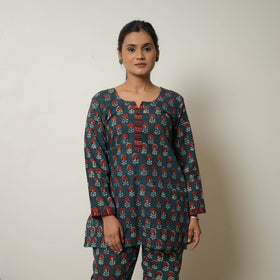 Green - Block Printed Cotton Bagru Co-Ord Set 10