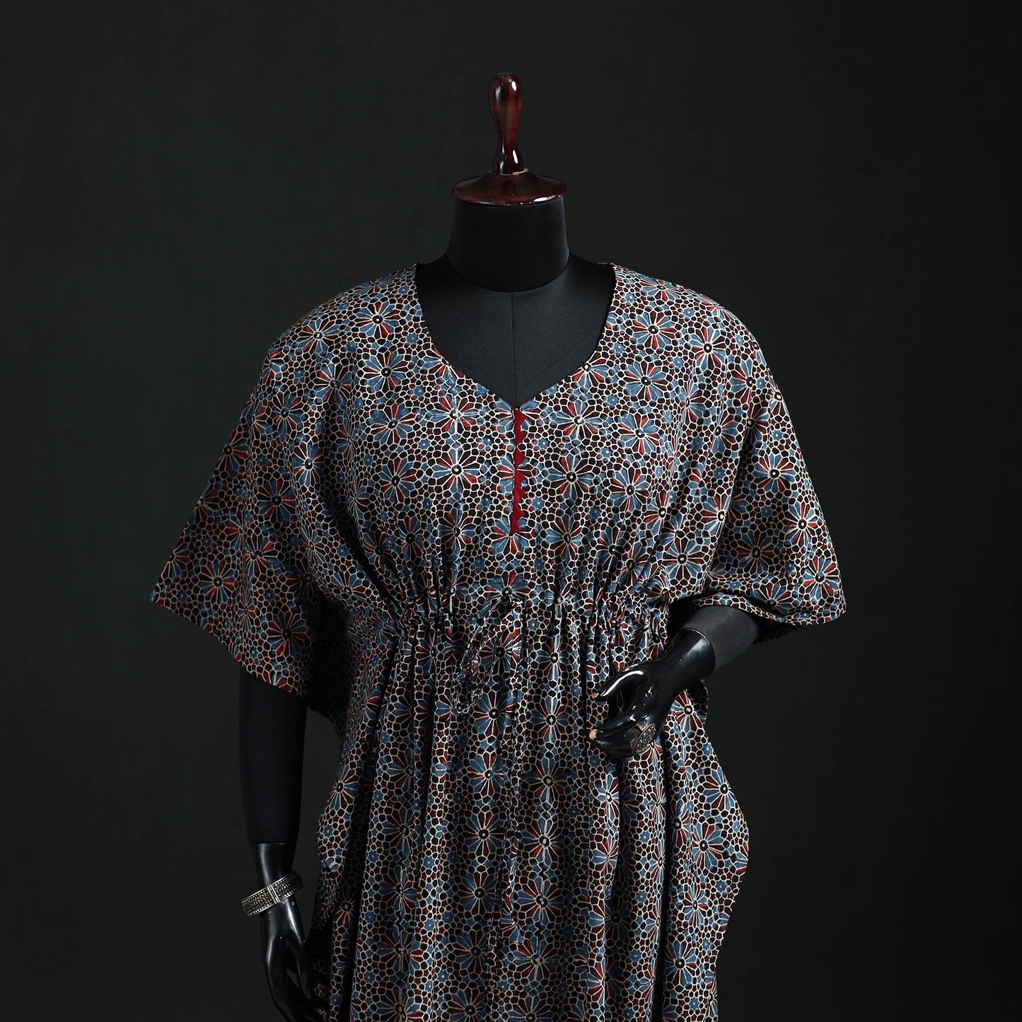 Ajrakh Hand Block Print Natural Dyed Cotton Kaftan (Long) 75