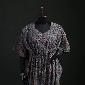 Ajrakh Hand Block Print Natural Dyed Cotton Kaftan (Long) 75