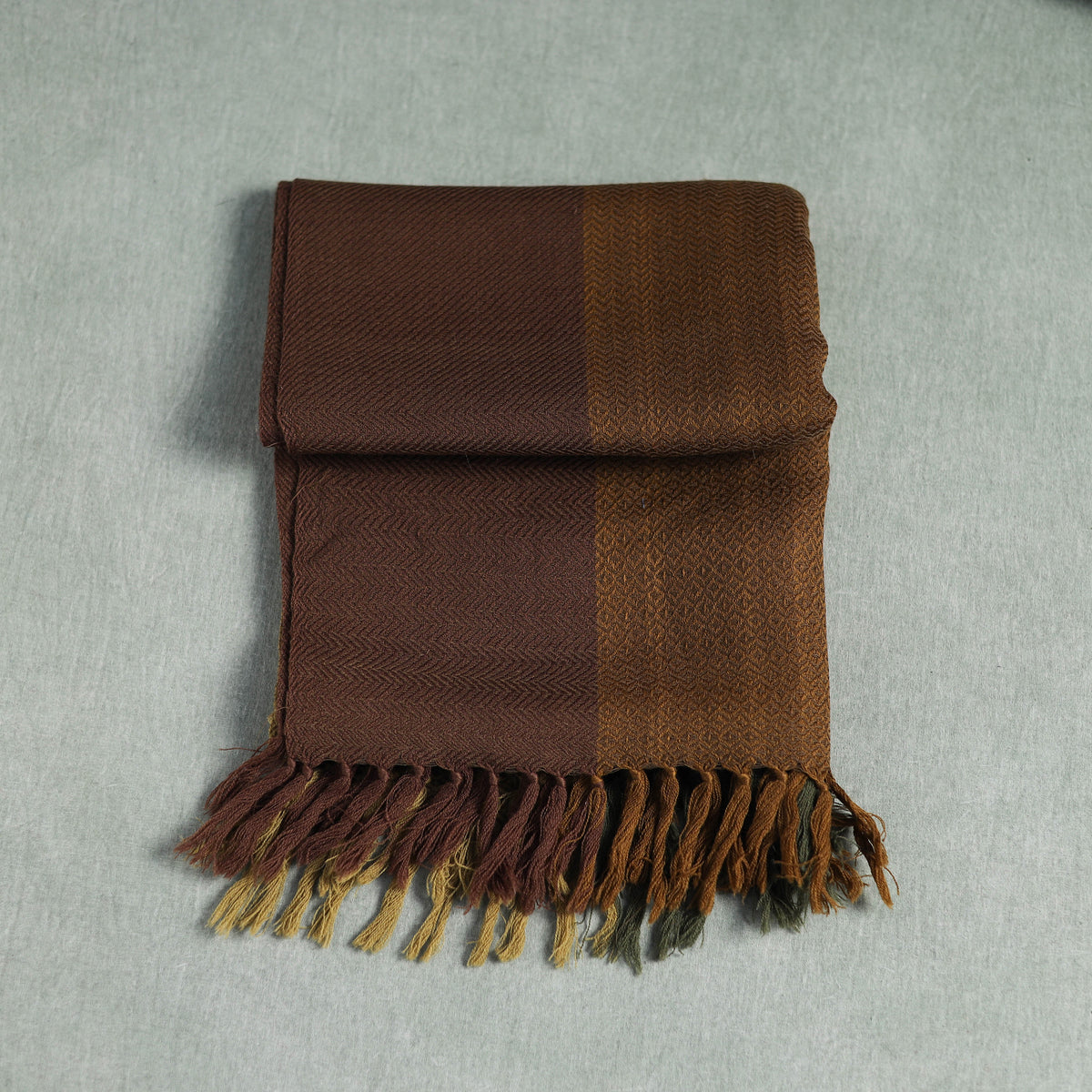 Brown - Kumaun Handwoven Pure Merino Wool Stole 102