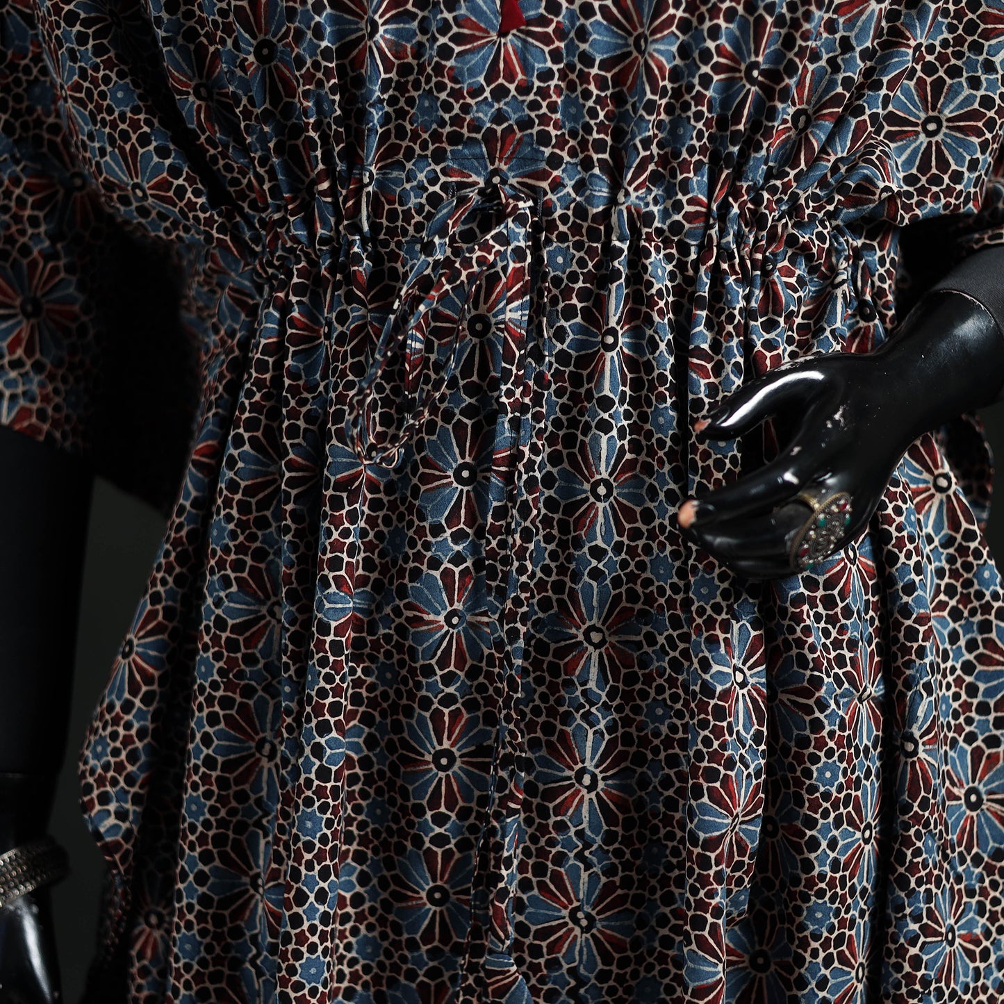 Ajrakh Hand Block Print Natural Dyed Cotton Kaftan (Long) 75