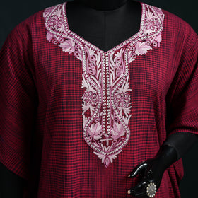 Pink - Kashmiri Aari Hand Embroidered Cotton Kaftan (Medium) 29