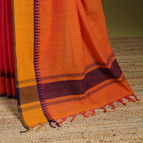 Orange - Handloom Cotton Thread Border Mangalagiri Saree 36