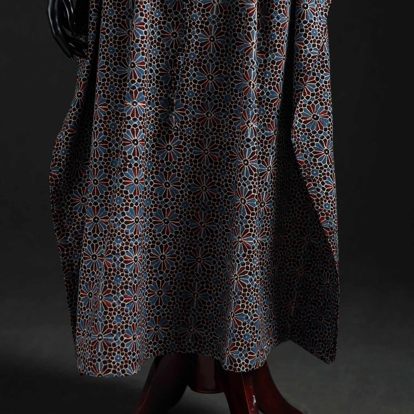 Ajrakh Hand Block Print Natural Dyed Cotton Kaftan (Long) 75