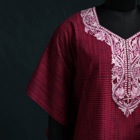 Pink - Kashmiri Aari Hand Embroidered Cotton Kaftan (Medium) 29