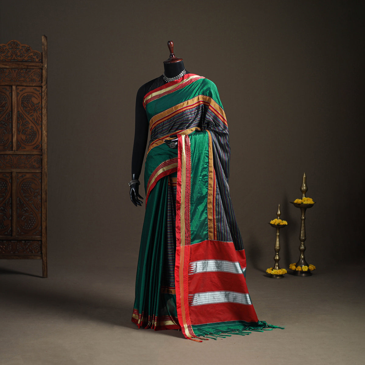 Mercerised Cotton Silk Khun Saree with Blouse Piece 31