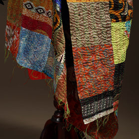 Bengal Hand Embroidery Patchwork Reversible Silk Kantha Dupatta 83