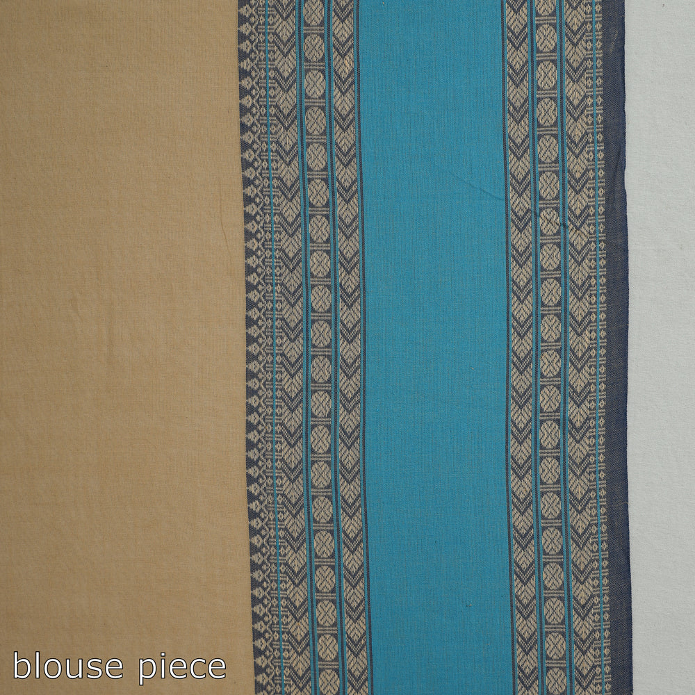 Brown - Bengal Woven Border Handloom Pure Cotton Saree 61