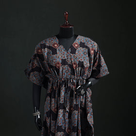 Ajrakh Hand Block Print Natural Dyed Cotton Kaftan (Long) 76