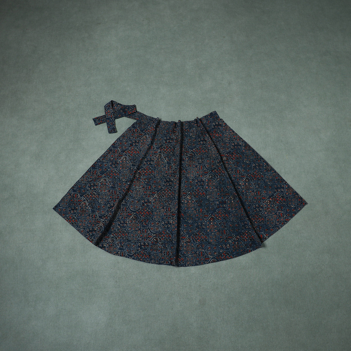 Ajrakh Hand Block Print Cotton Wrap Around Skirt 06
