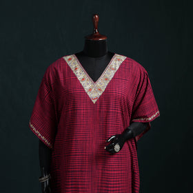 Pink - Kashmiri Sozni Hand Embroidered Cotton Kaftan (Medium) 30