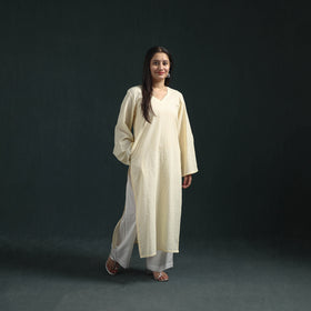 Plain Running Stitch Cotton Straight Long Kurta for women 11