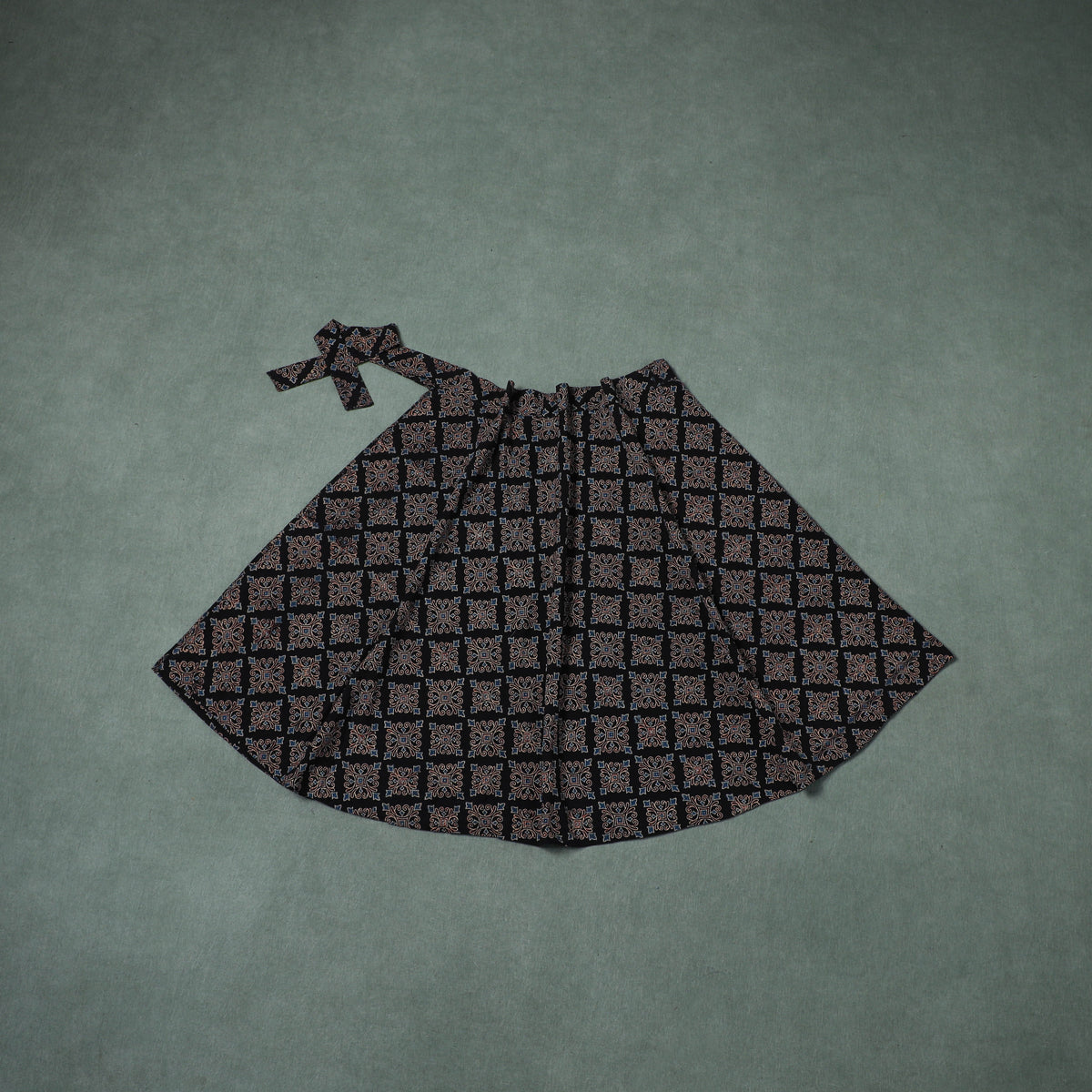 Ajrakh Hand Block Print Cotton Wrap Around Skirt 07