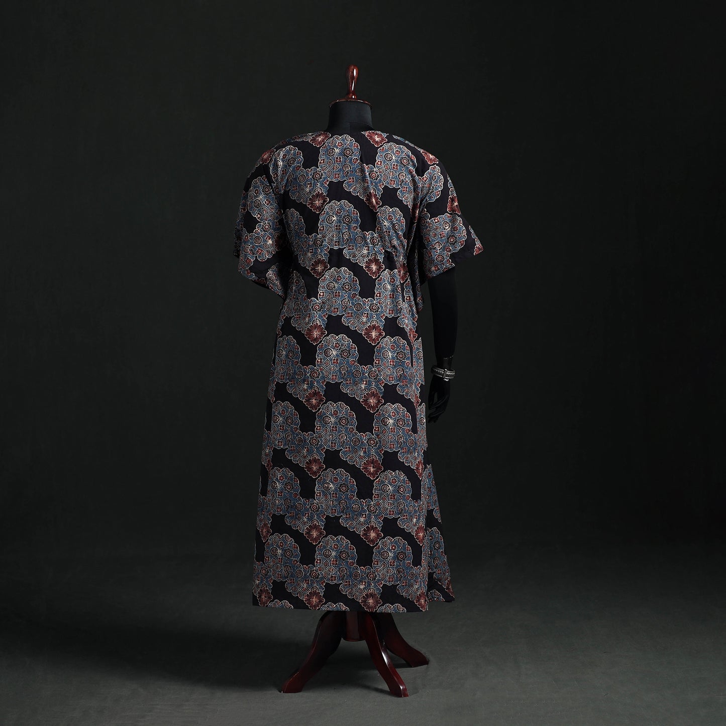 Ajrakh Hand Block Print Natural Dyed Cotton Kaftan (Long) 76