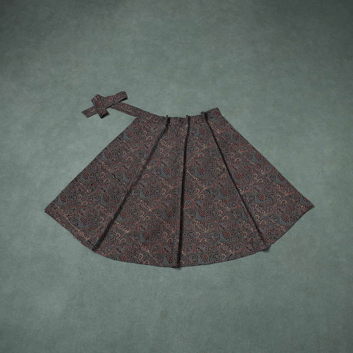 Ajrakh Hand Block Print Cotton Wrap Around Skirt 08