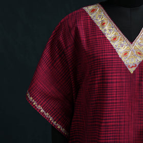 Pink - Kashmiri Sozni Hand Embroidered Cotton Kaftan (Medium) 30
