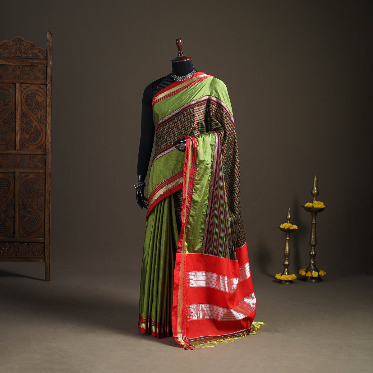 Mercerised Cotton Silk Khun Saree with Blouse Piece 32