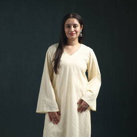 Plain Running Stitch Cotton Straight Long Kurta for women 11