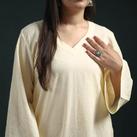 Plain Running Stitch Cotton Straight Long Kurta for women 11