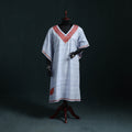 White - Kashmiri Kashida Hand Embroidered Cotton Kaftan (Medium) 31