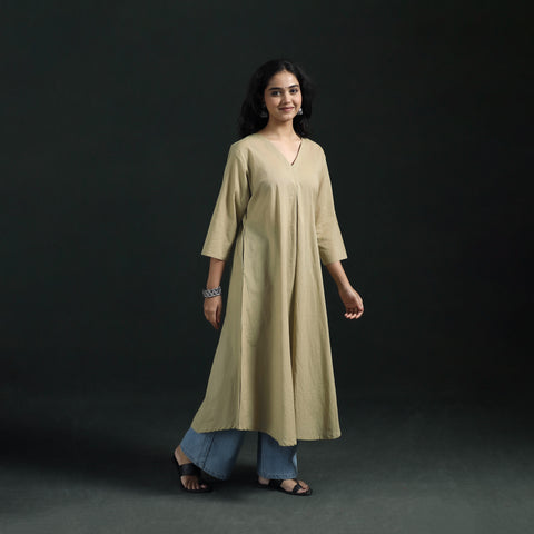 Plain Cotton A-Line Kurta for Women 02