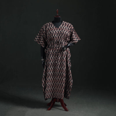 Ajrakh Hand Block Print Natural Dyed Cotton Kaftan (Long) 77