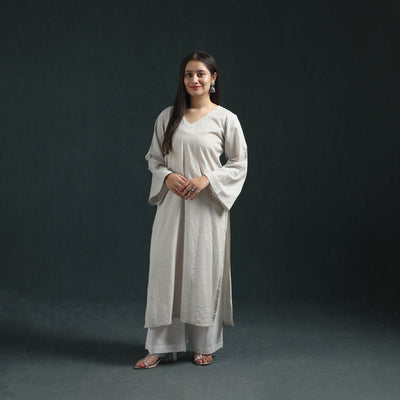 Plain Running Stitch Cotton Straight Long Kurta for women 07