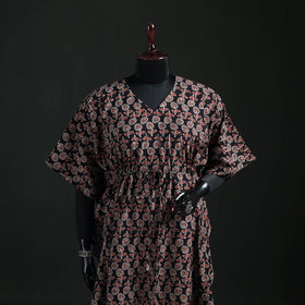 Ajrakh Hand Block Print Natural Dyed Cotton Kaftan (Long) 77
