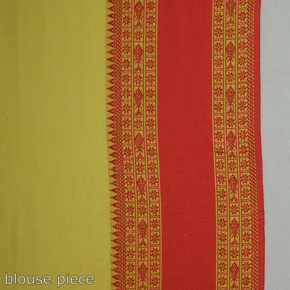 Yellow - Bengal Woven Border Handloom Pure Cotton Saree 62