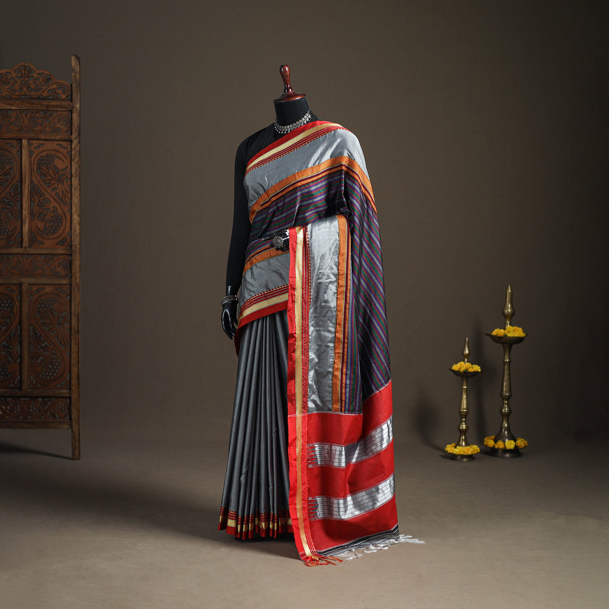 Mercerised Cotton Silk Khun Saree with Blouse Piece 33