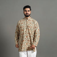 Kalamkari Block Printed Cotton Men Short Kurta 15