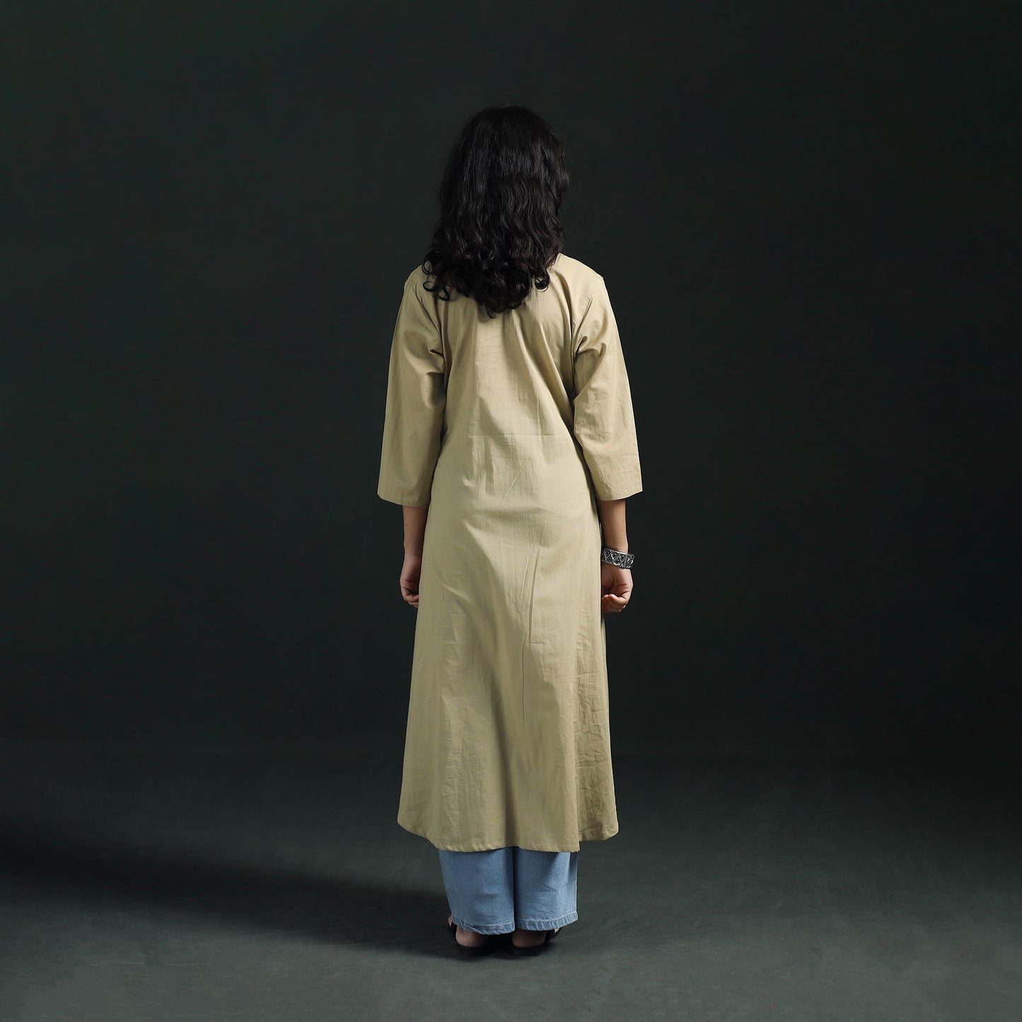 Plain Cotton A-Line Kurta for Women 02