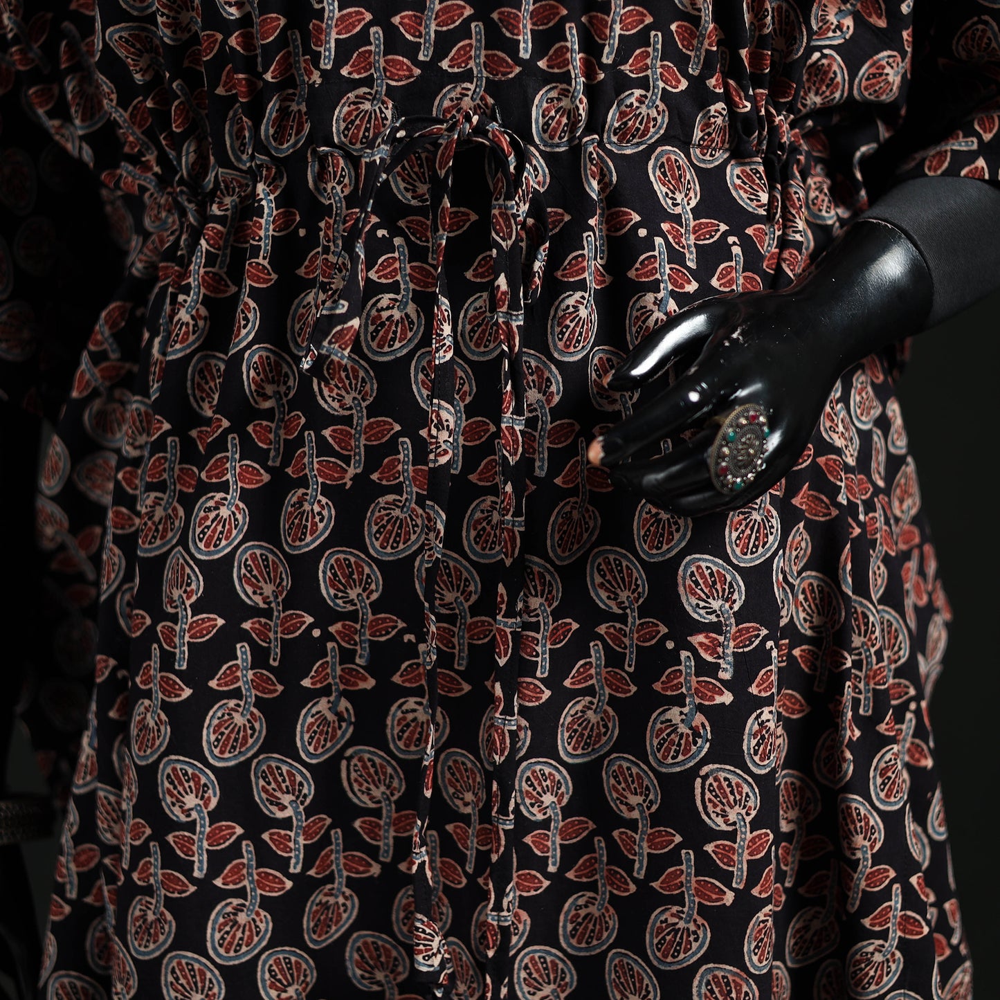 Ajrakh Hand Block Print Natural Dyed Cotton Kaftan (Long) 77