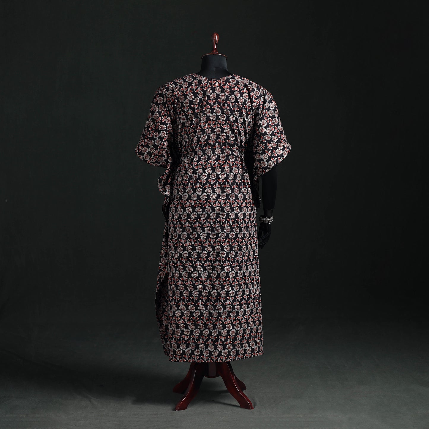 Ajrakh Hand Block Print Natural Dyed Cotton Kaftan (Long) 77