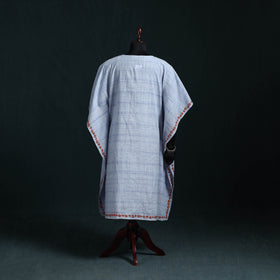 White - Kashmiri Kashida Hand Embroidered Cotton Kaftan (Medium) 31