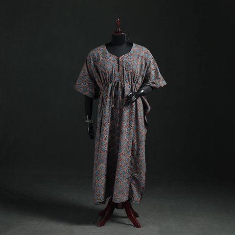 Ajrakh Hand Block Print Natural Dyed Cotton Kaftan (Long) 78