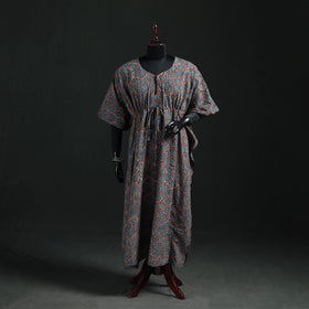 Ajrakh Hand Block Print Natural Dyed Cotton Kaftan (Long) 78