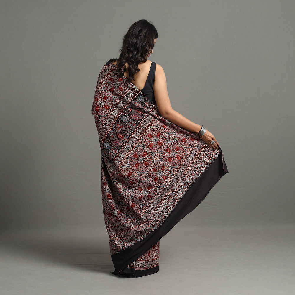 Ajrakh Block Printing Cotton Natural Dyed Saree