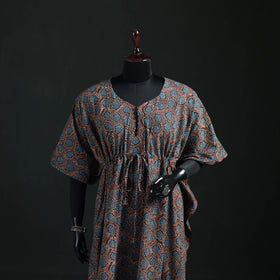 Ajrakh Hand Block Print Natural Dyed Cotton Kaftan (Long) 78