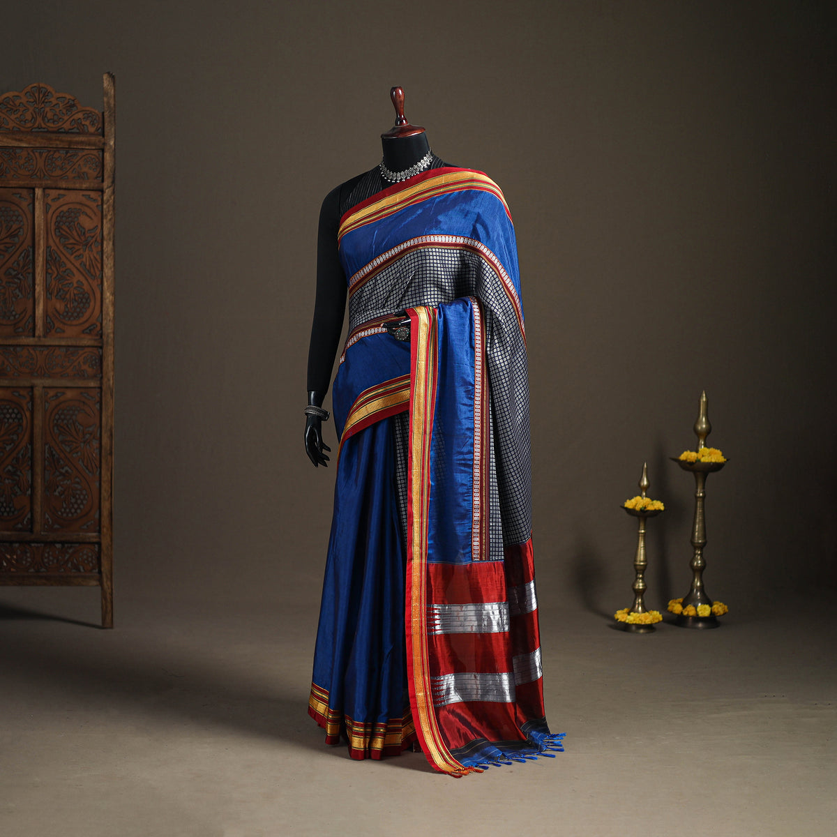 Mercerised Cotton Silk Khun Saree with Blouse Piece 34