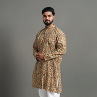 Kalamkari Block Printed Cotton Men Long Kurta 19