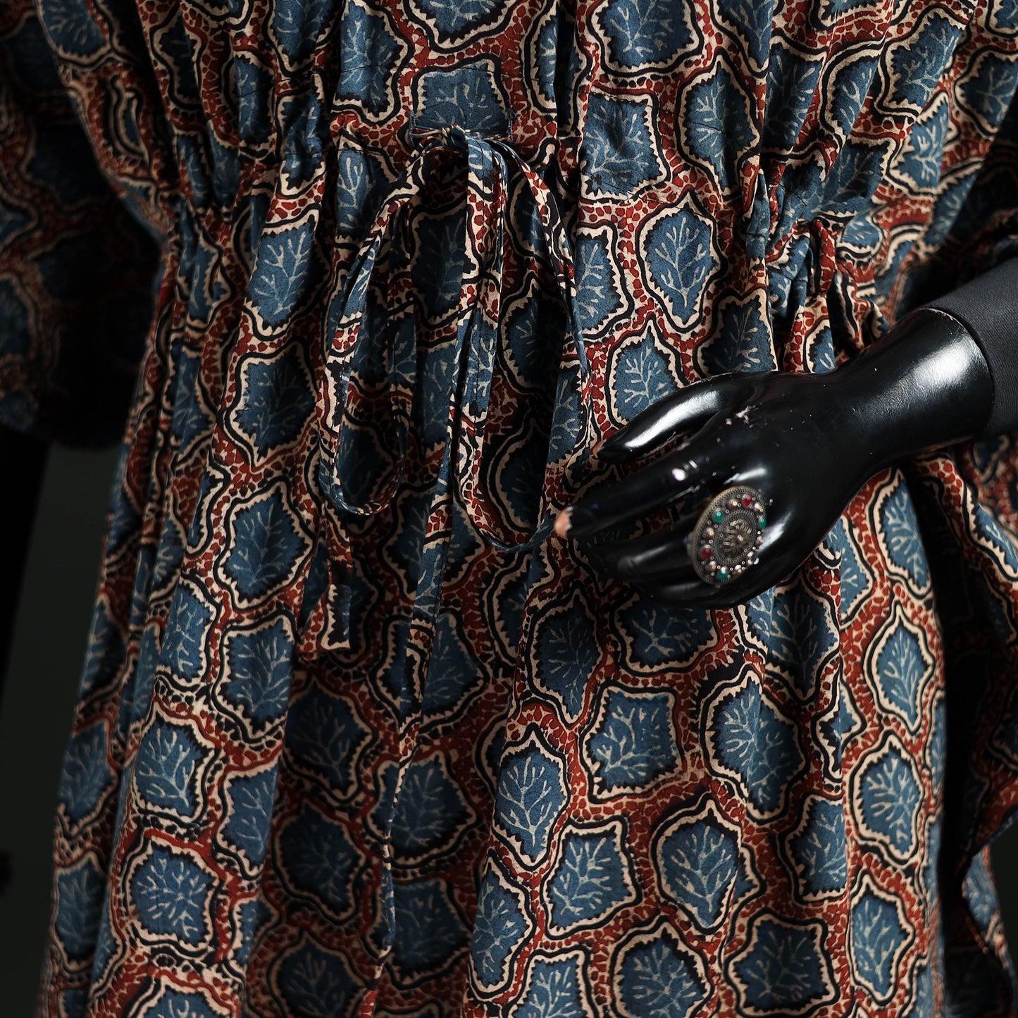 Ajrakh Hand Block Print Natural Dyed Cotton Kaftan (Long) 78