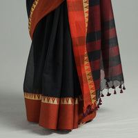 Black - Bengal Woven Border Handloom Pure Cotton Saree 63